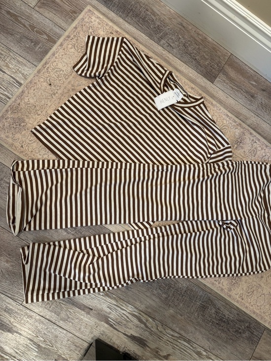 Henly Pants - Henly & Co. Brown and Cream Striped Women's Set